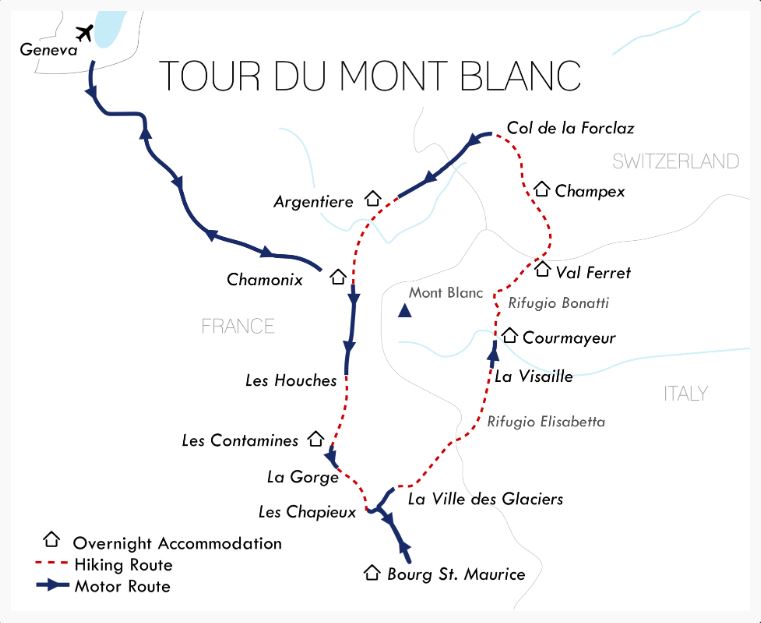 Tour du Mont Blanc map